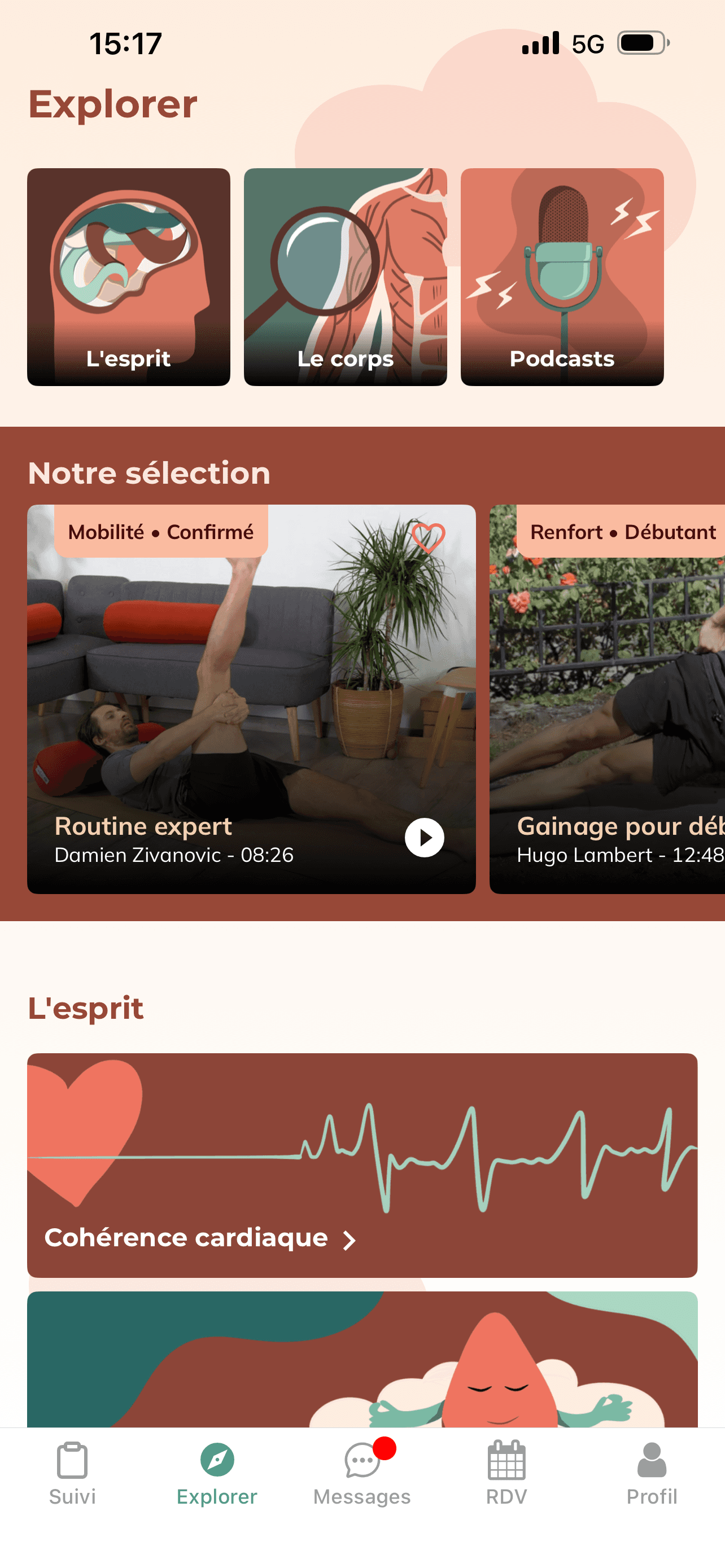 contenus explorer sur app patient