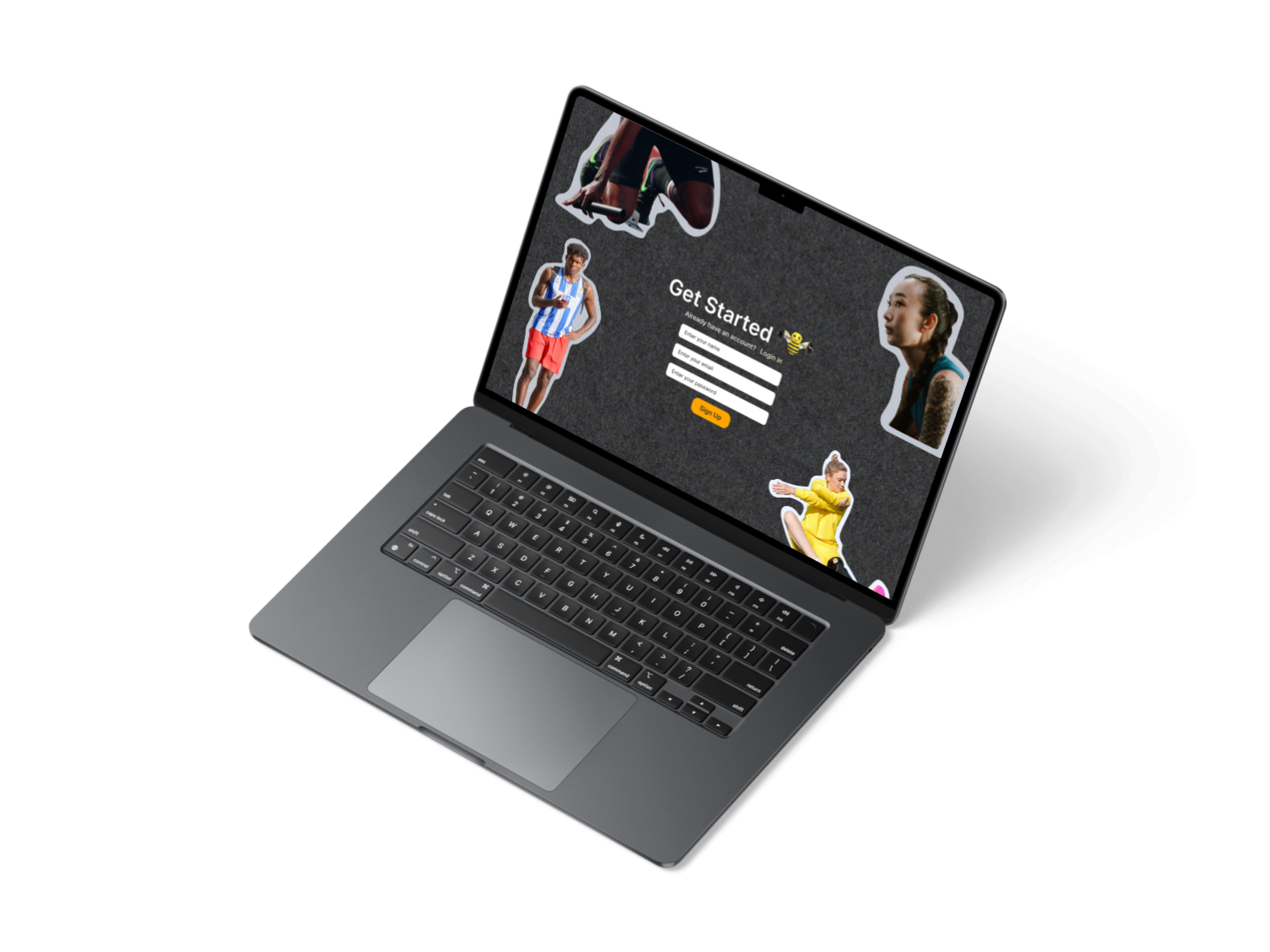 A mockup of a laptop for the HIVE sign up page
