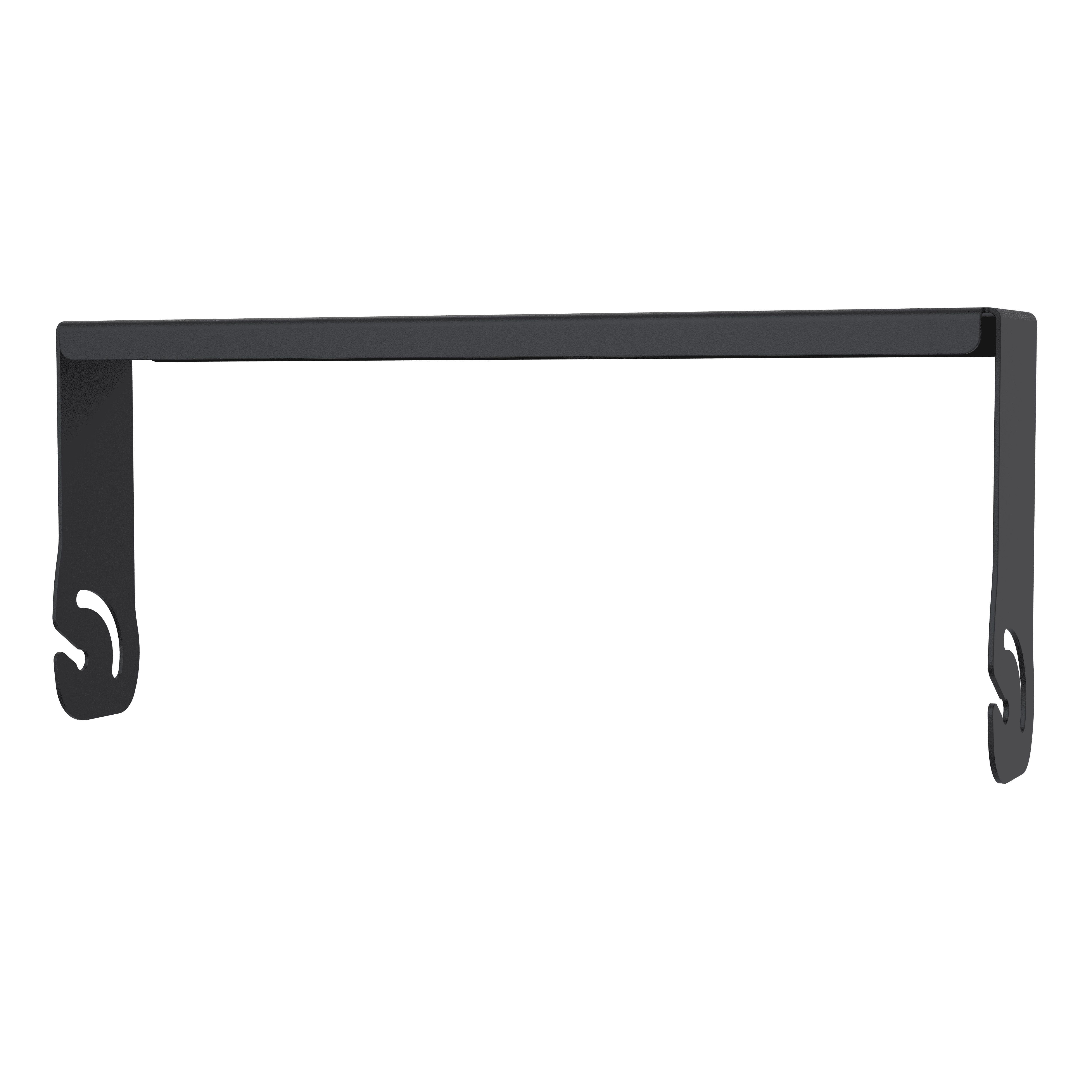 Black metal bracket with hook ends