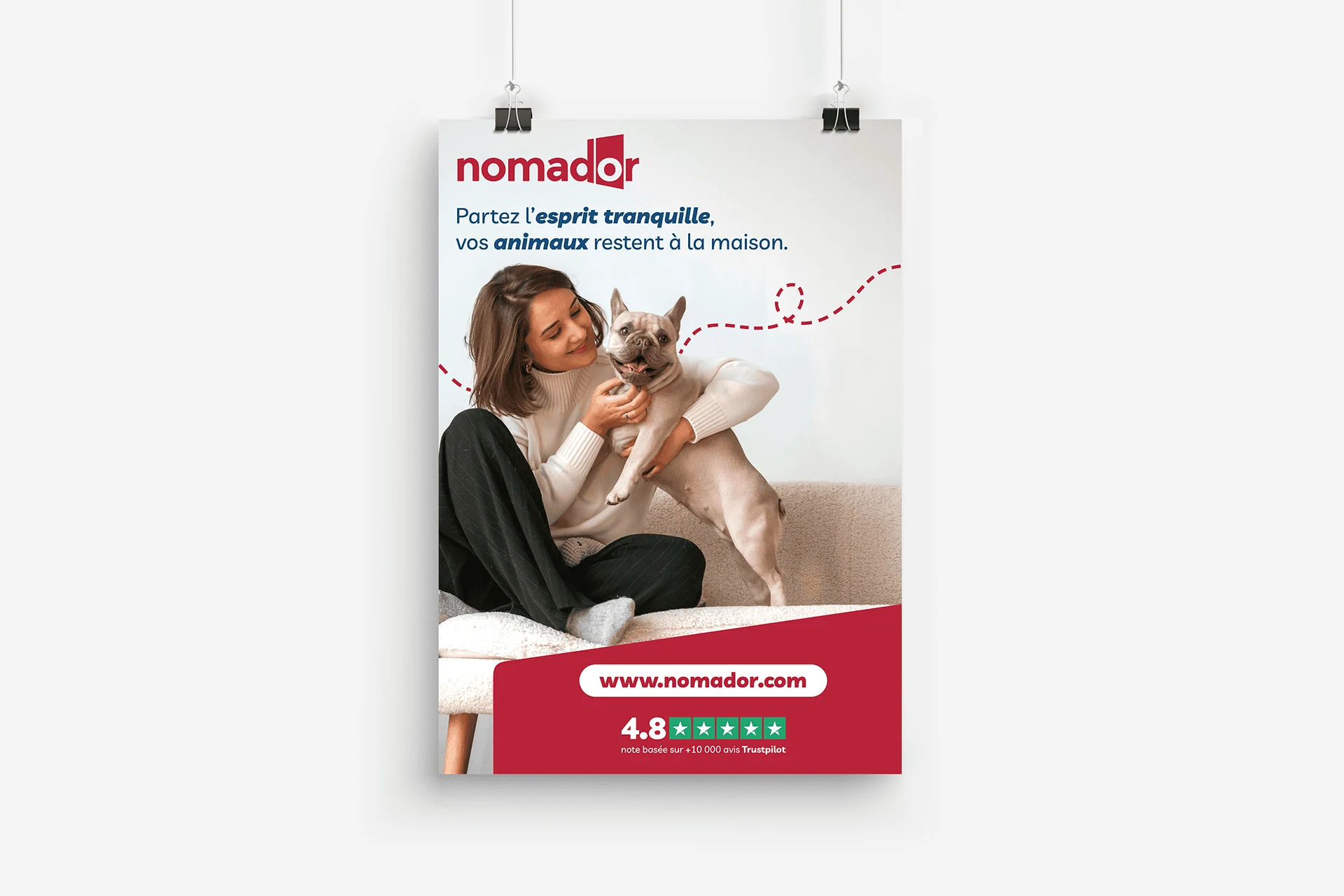 Affiche pour Nomador, plateforme française de home-sitting animalier
