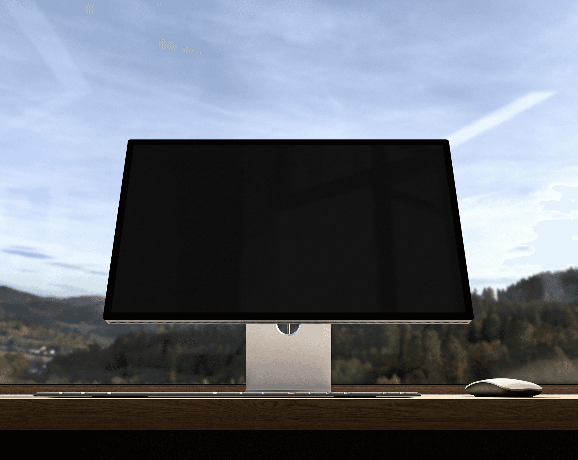Willow dawn low-angle desktop SaaS UI mockup in interior environment