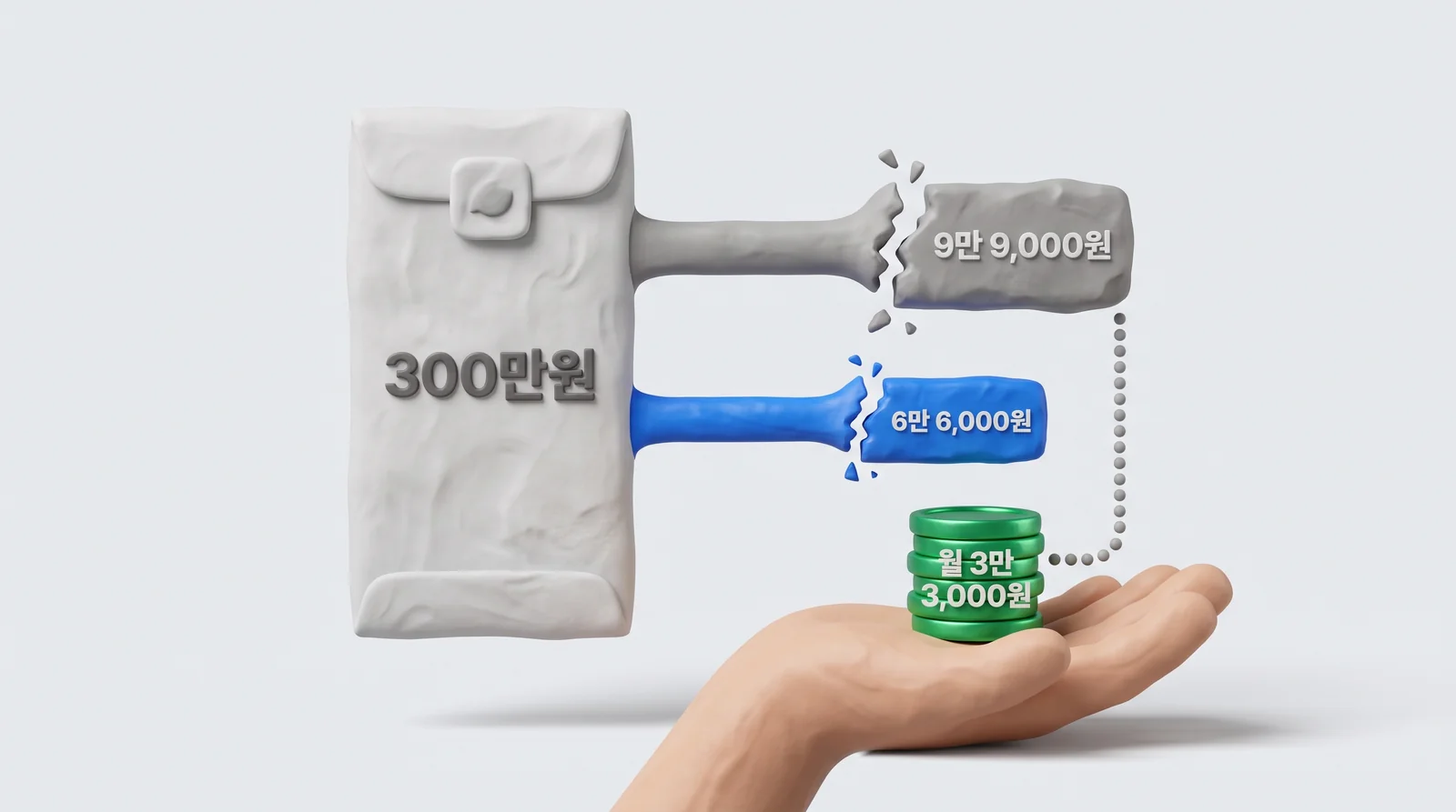 월 300만원 기준 원천징수 9만 9,000원에서 6만 6,000원으로, 차액 3만 3,000원