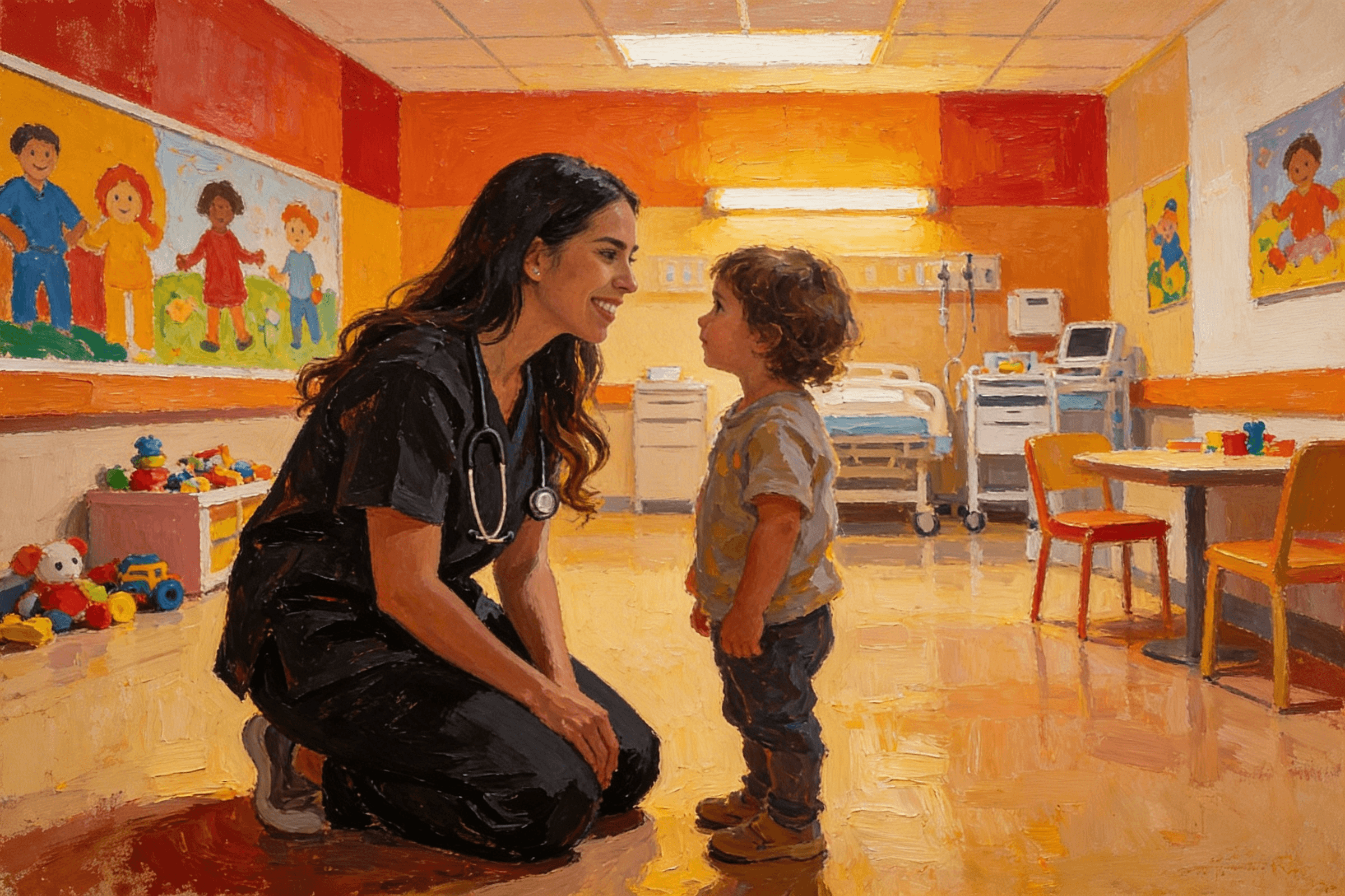 Two colleagues collaborating on a computer in an open office environment