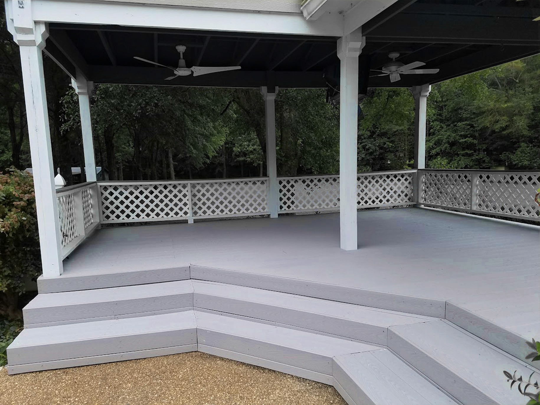 Gray Deck with handrails