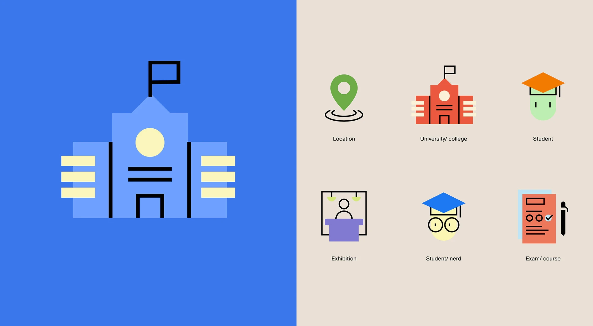 flat illustrations, Dynamic brand applications for consultancy targeting young audience