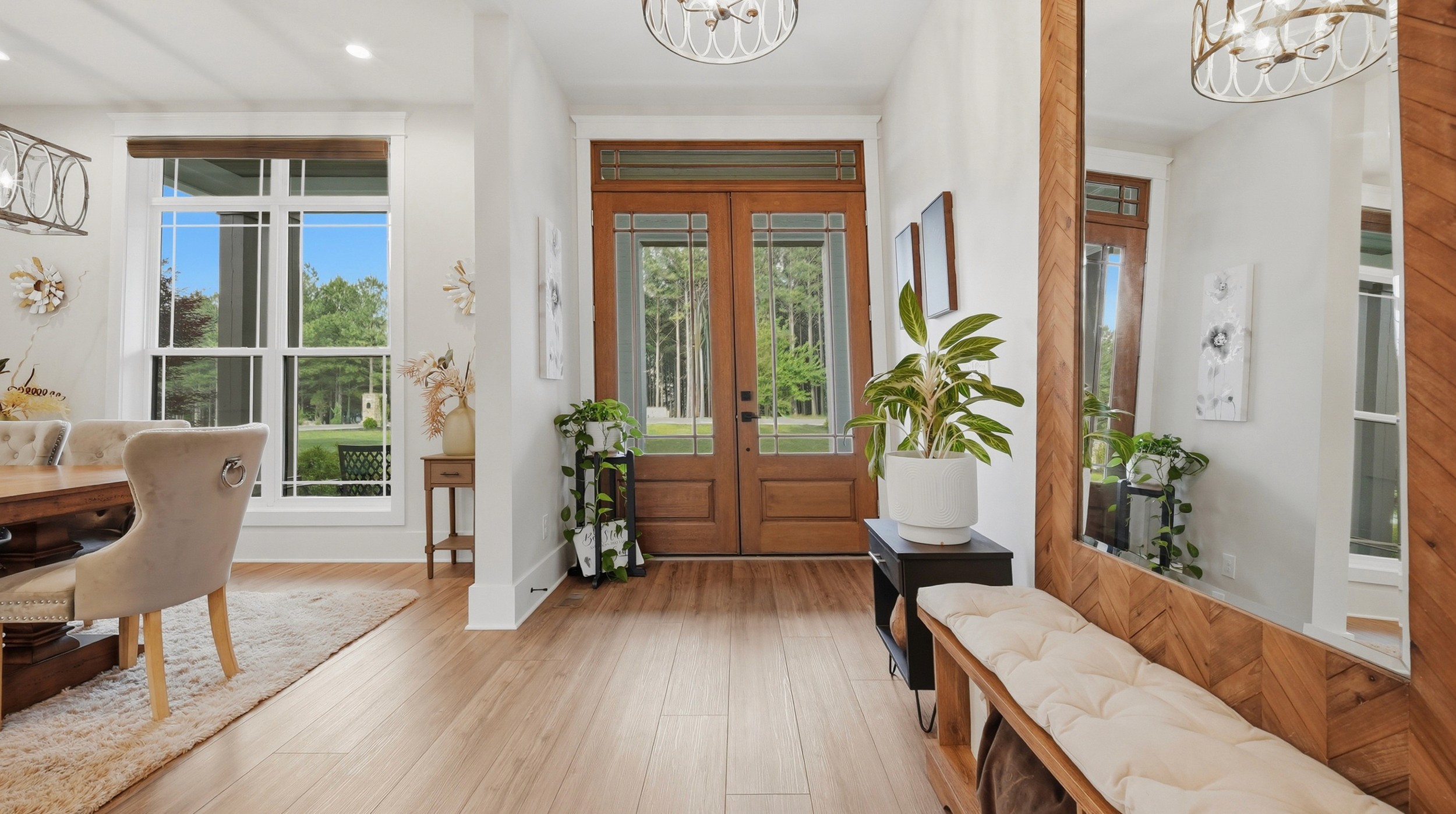 Entry with the wood double doors
