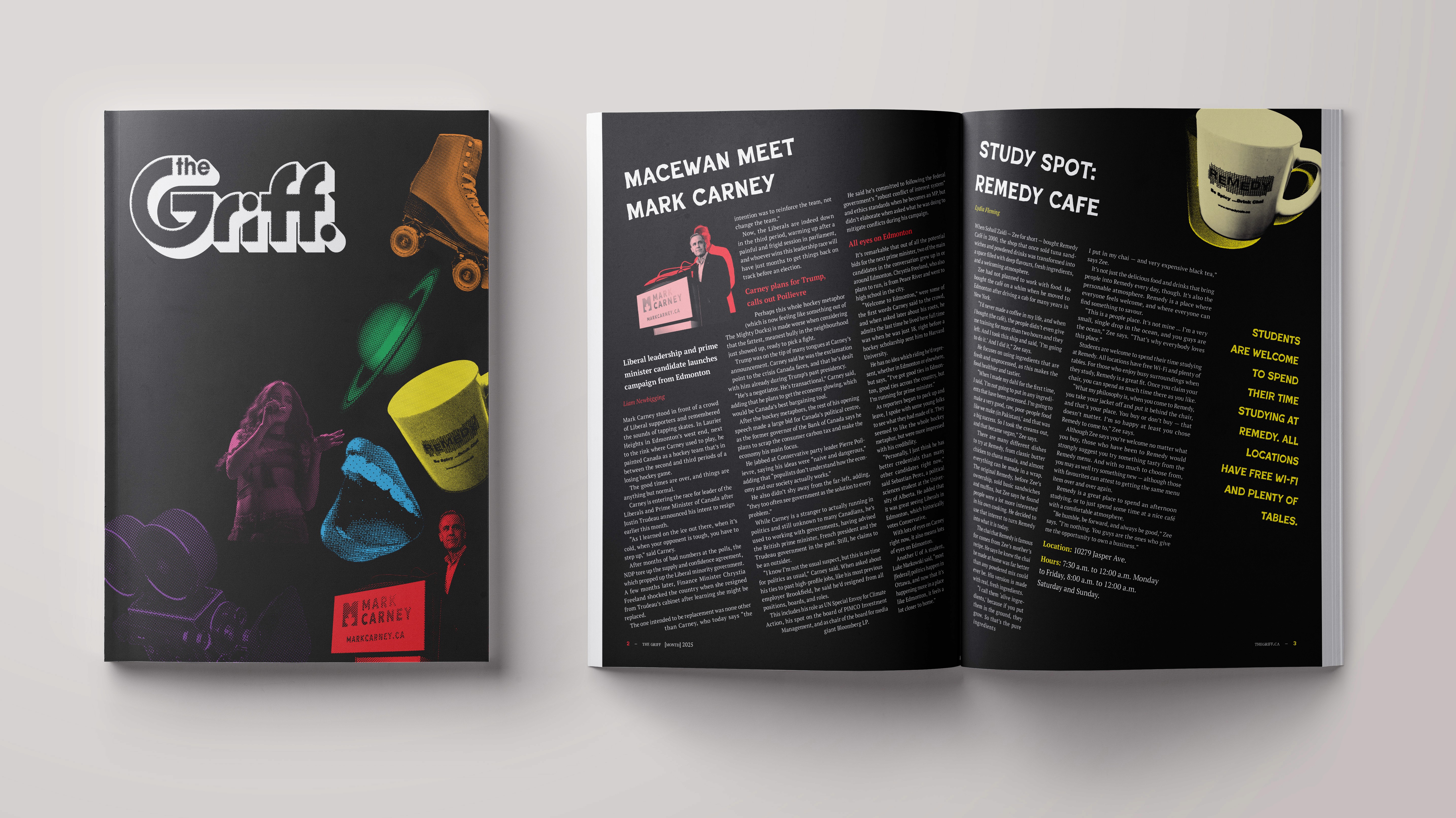 Mockup of front cover and one spread