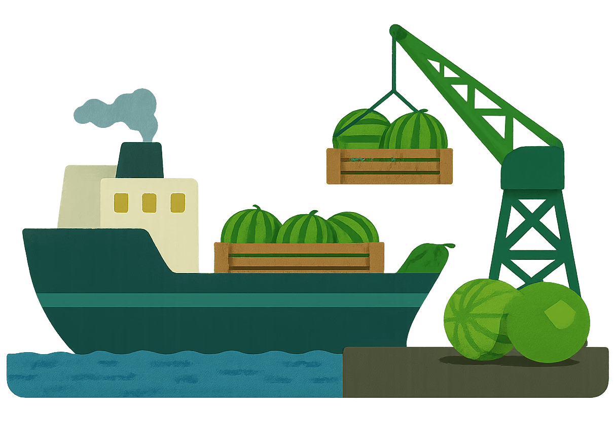 Global Producer Truck bringt die Früchte zum Hafen