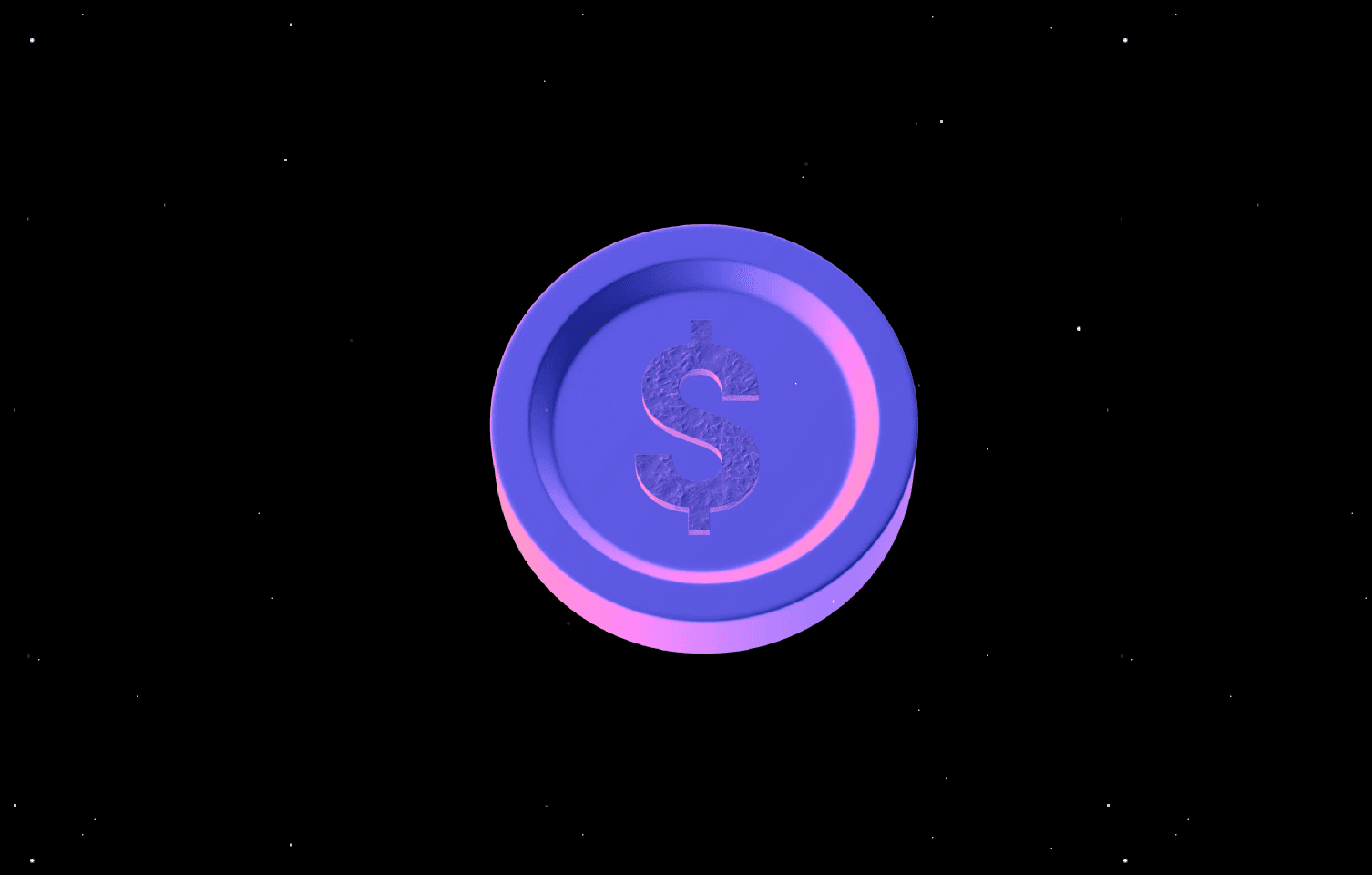 3D purple dollar coin icon