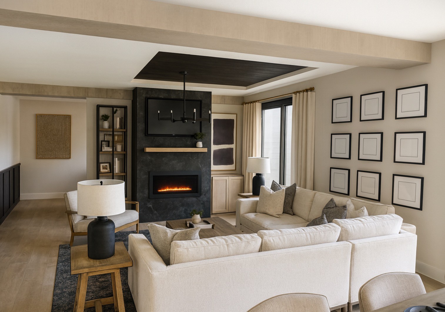Close-up of joshua tree branches against a clear sky.