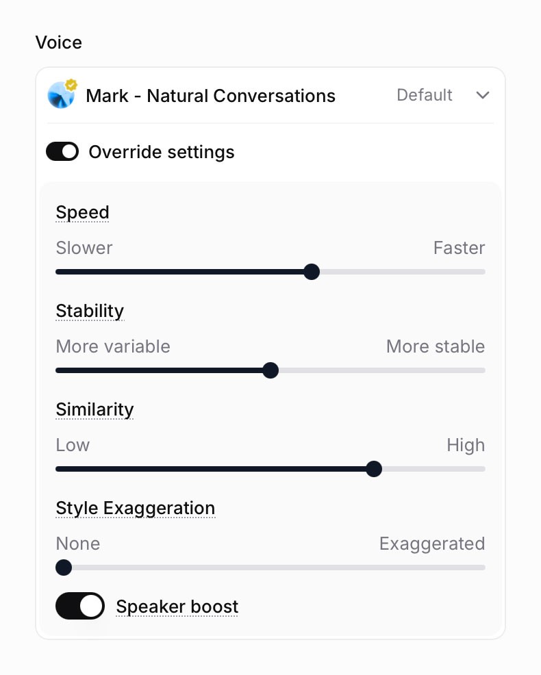ElevenLabs voice overrides