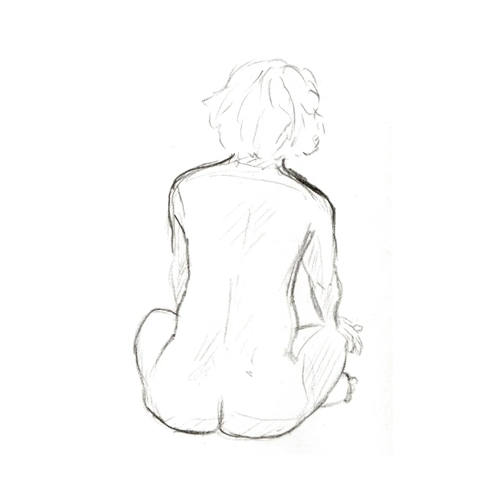 Life drawing of a woman sitting on the floor
