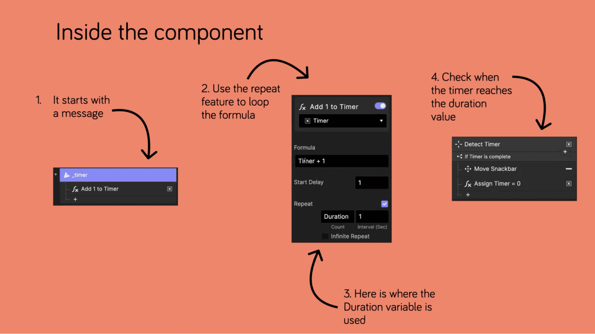 Use the Detect trigger to detect when the timer is complete.