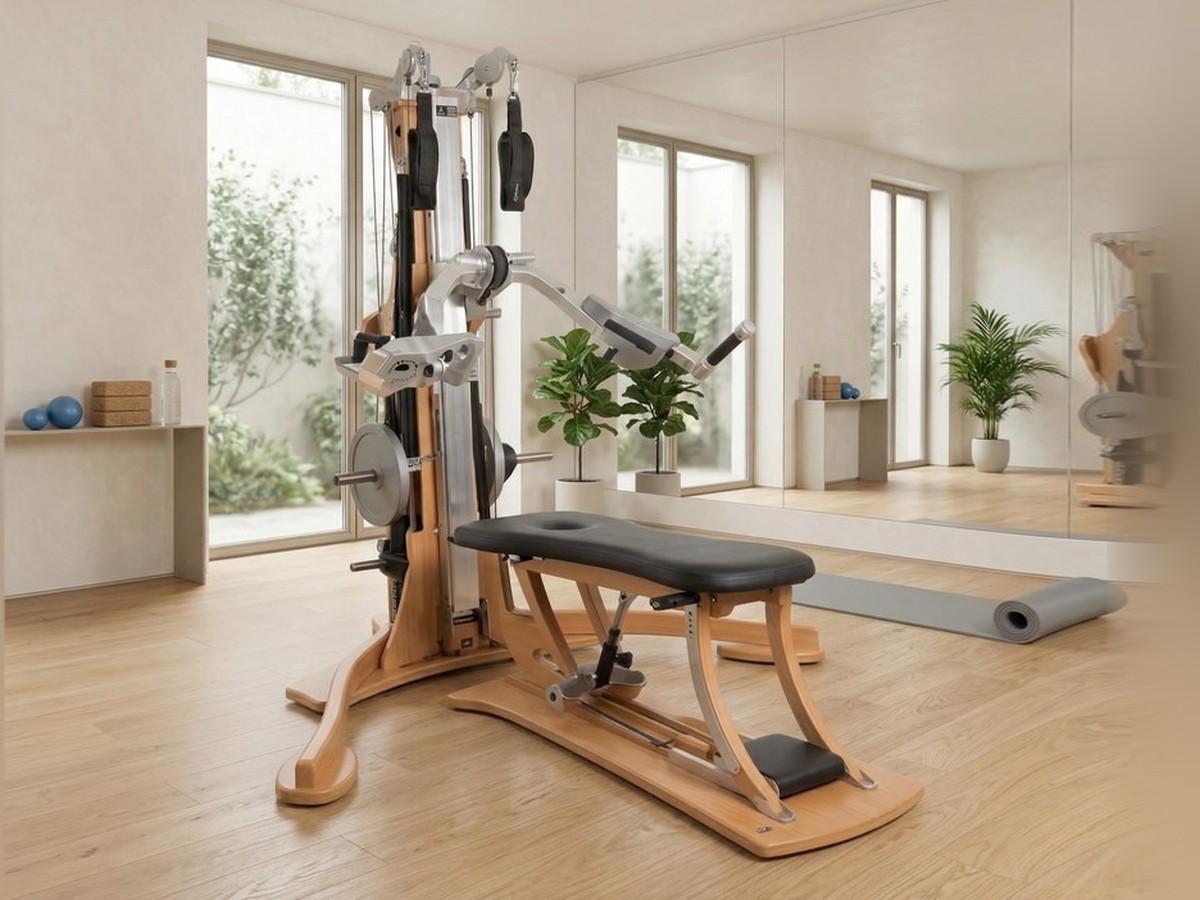 Station de Mobilité Perform — Érable, équipement de studio Pilates en érable dans un studio de Pilates professionnel