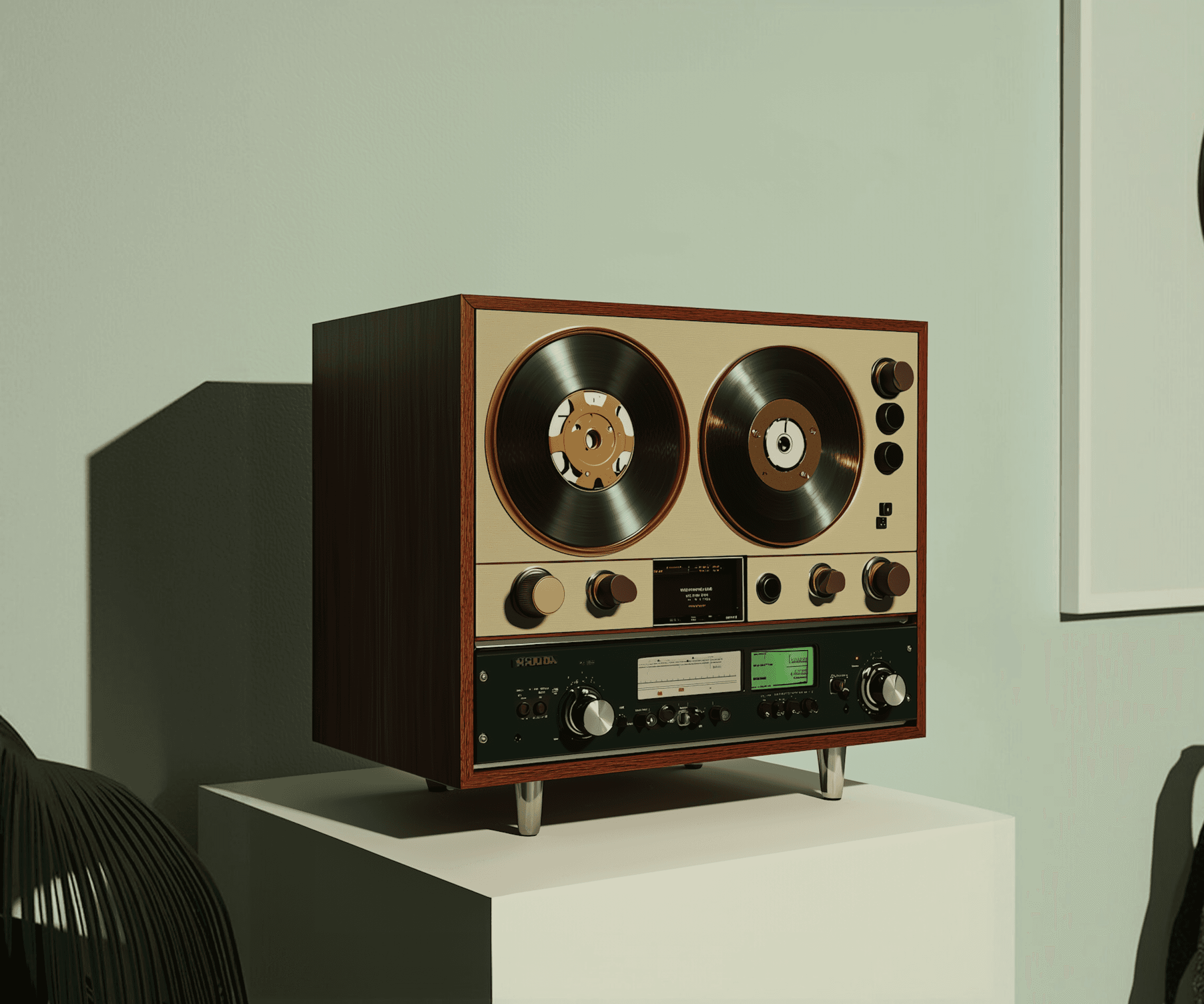 green car parked in front of store