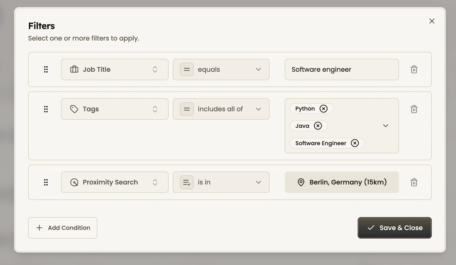 Advanced candidate filtering