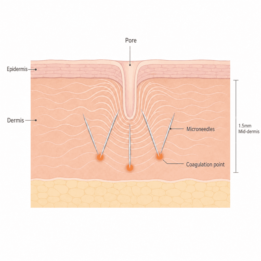 How does Potenza tighten pores?