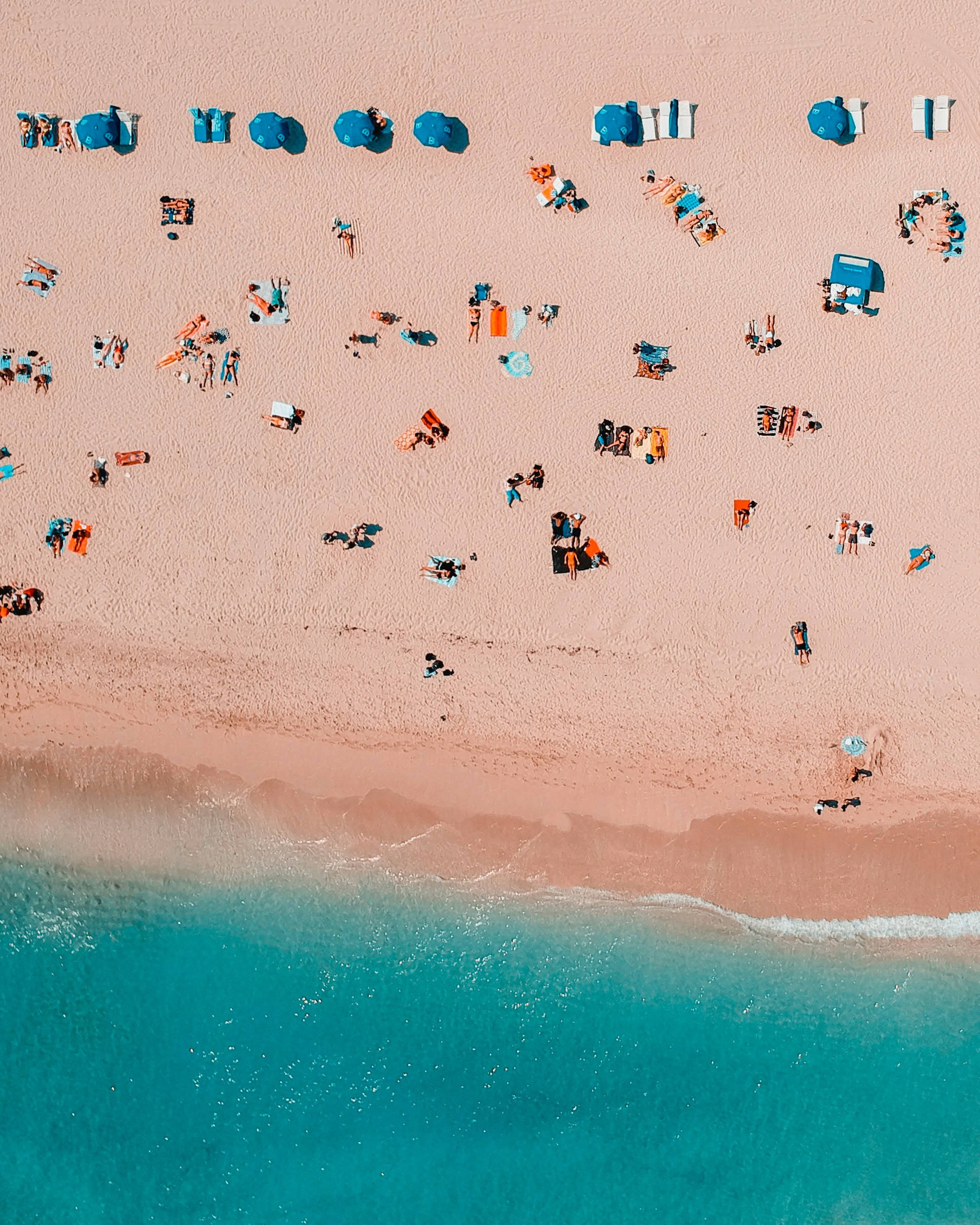 bird's-eye view photography of people in seashore