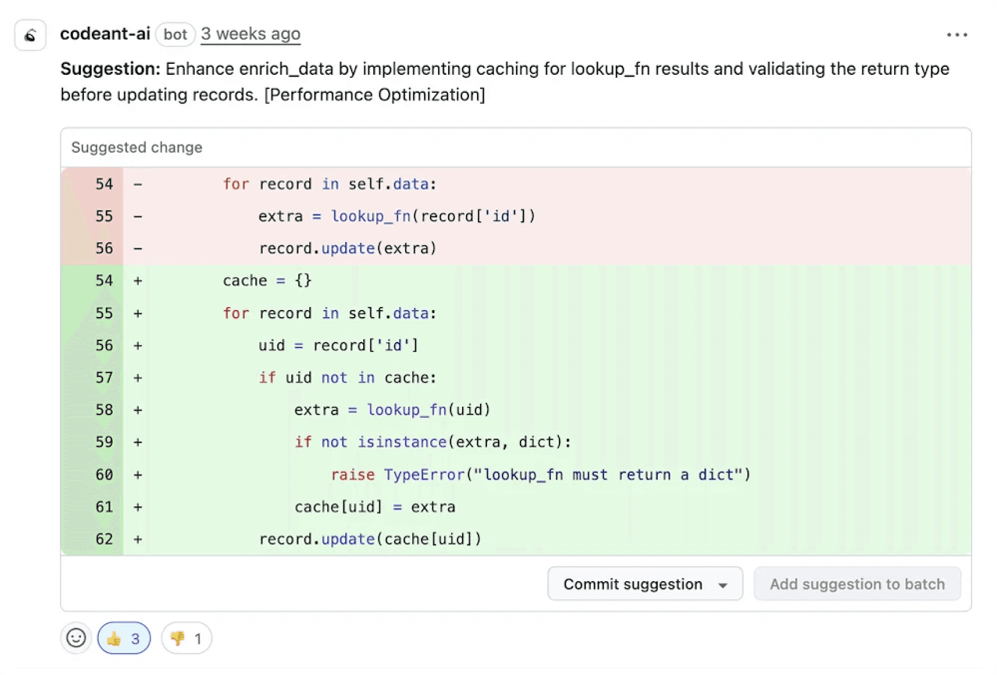 codeant.ai code review platform giving feedbacks on real time.