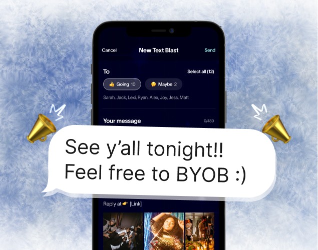 Text blast on phone with football field background 
