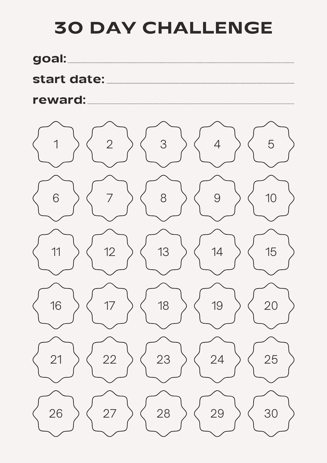 30-Day Habit Challenge Tracker