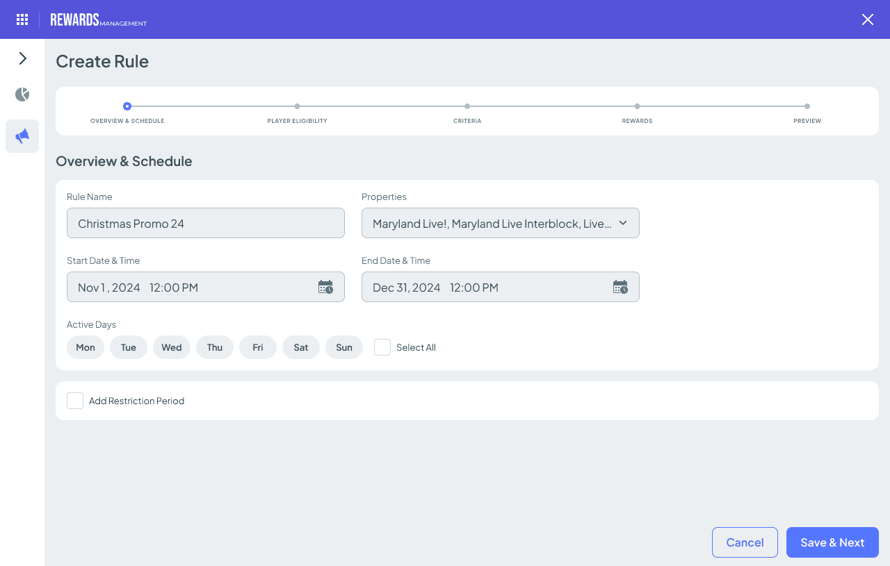 Analytics dashboard screen showing campaign performance cards with success rates, active rule counts, and a bar chart comparing campaign frequency before and after the redesign.