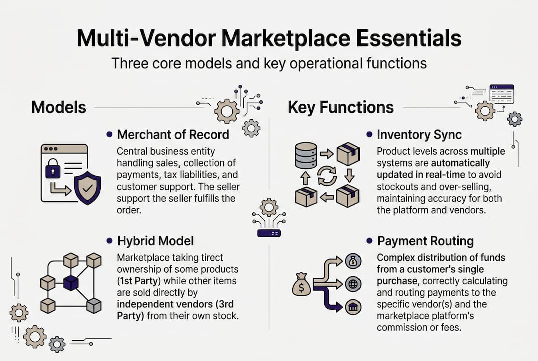 Infographic showing marketplace models and key functions