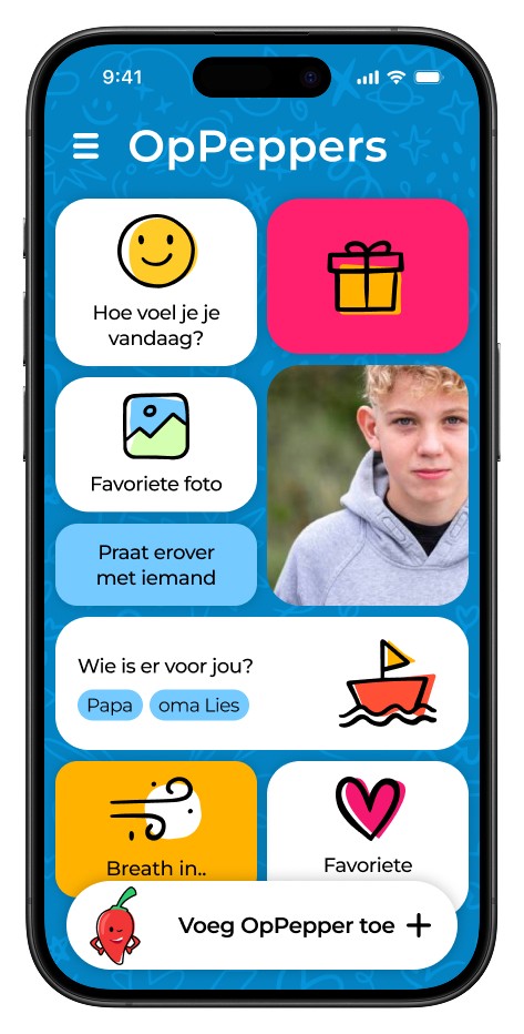 Het startscherm van de app met een aantal uitgevoerde opdrachten.