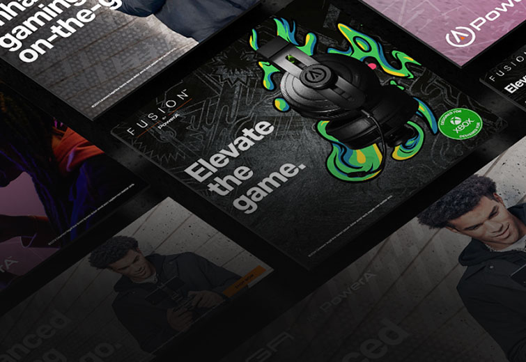 A collage of digital marketing images for Power A