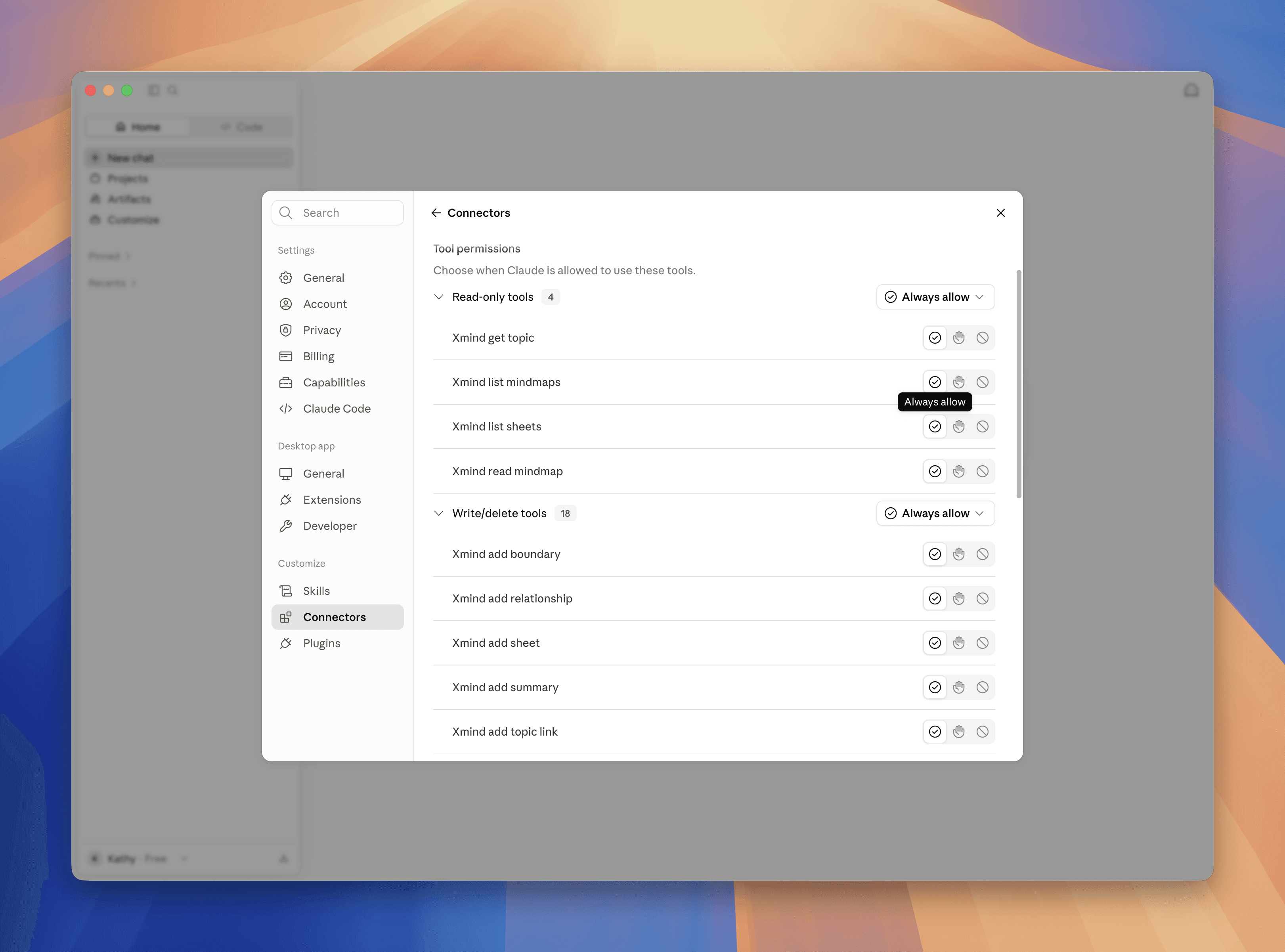 Xmind MCP interface screenshot