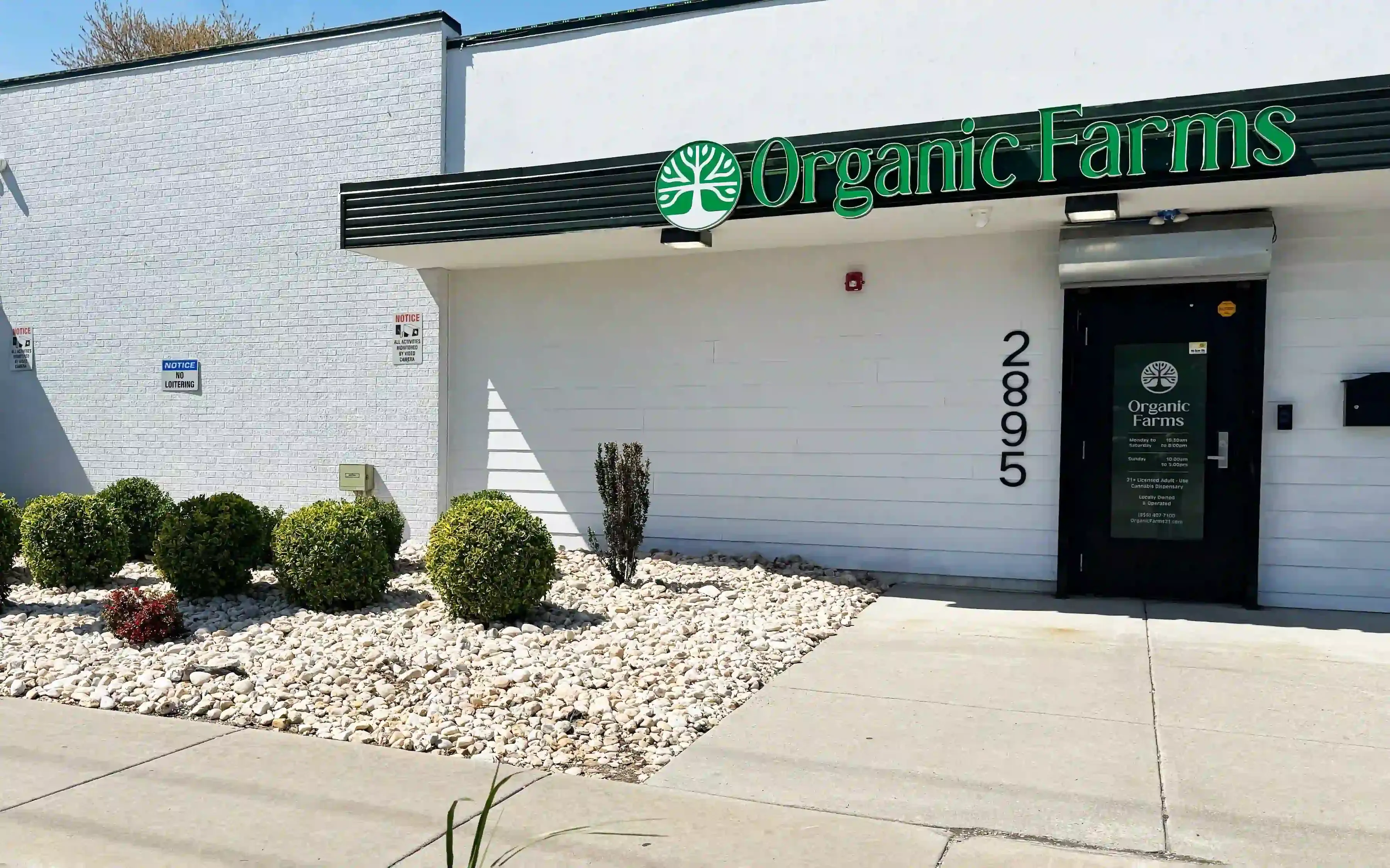 Organic Farms dispensary storefront exterior with sign and entrance at 2895 Mt. Ephraim Ave, Camden NJ