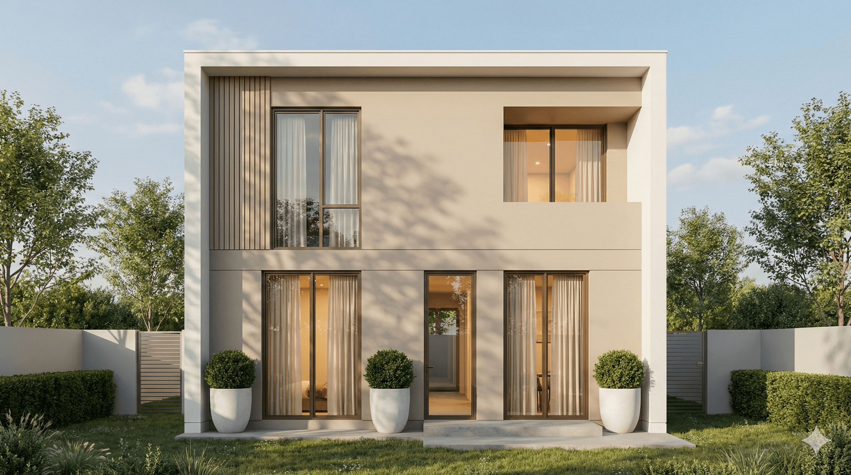 Modern lobby with marble reception desk and elevators