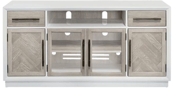 Coastal TV Stand in White and Natural Light wood tone