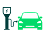 Icône d'une borne de recharge pour véhicule électrique à côté d'une voiture.