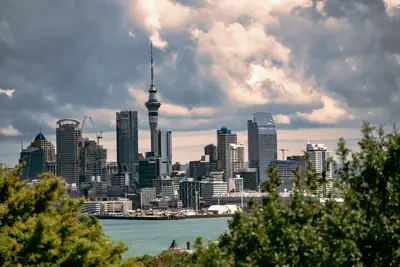 Auckland city skyline with the Sky Tower