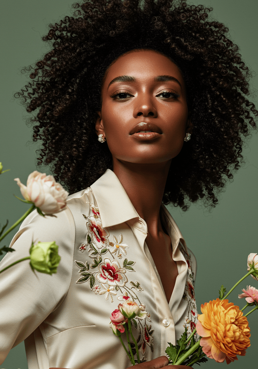 african elegance woman portrait with flower