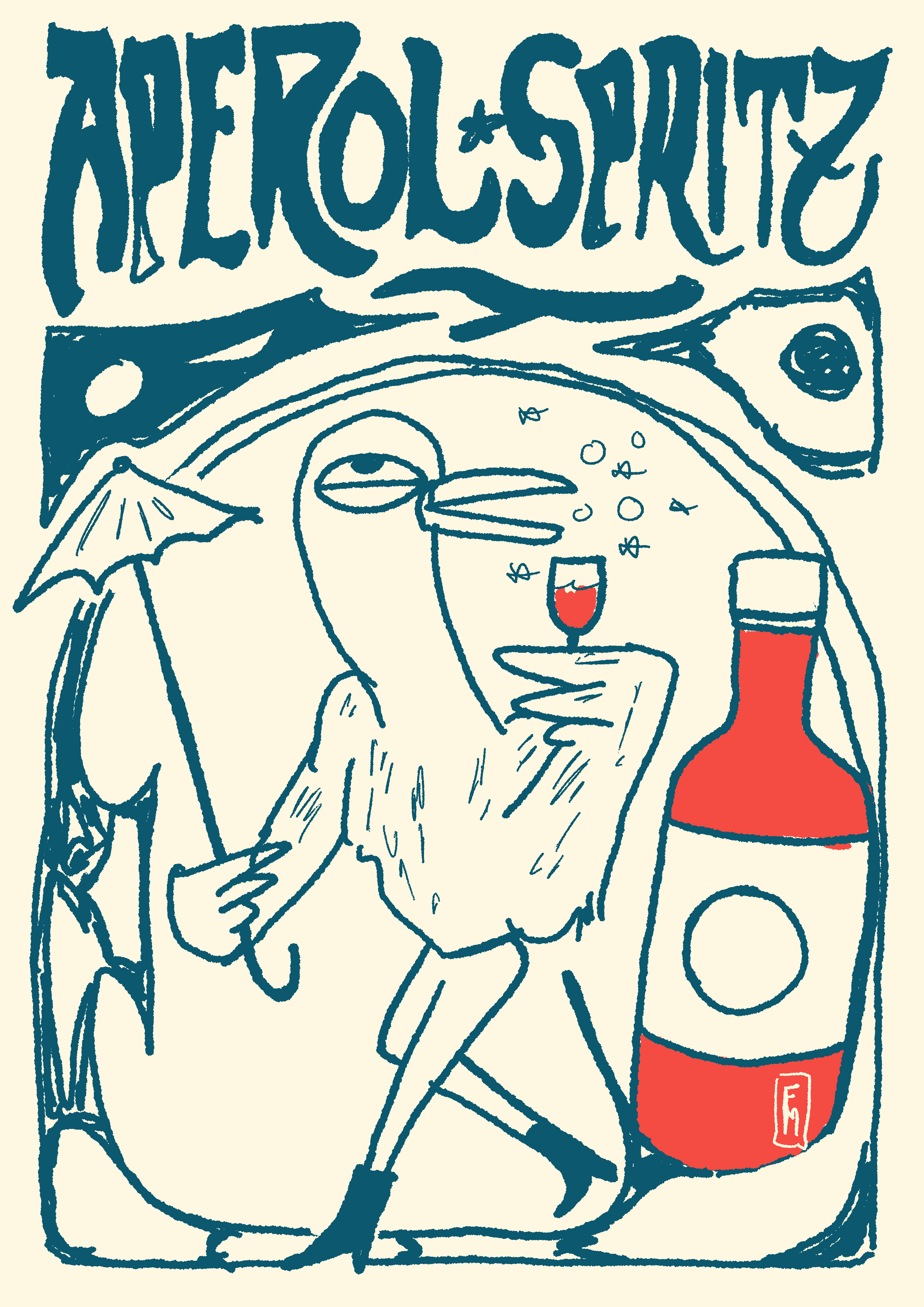 A goose enjoying an Aperol Spritz