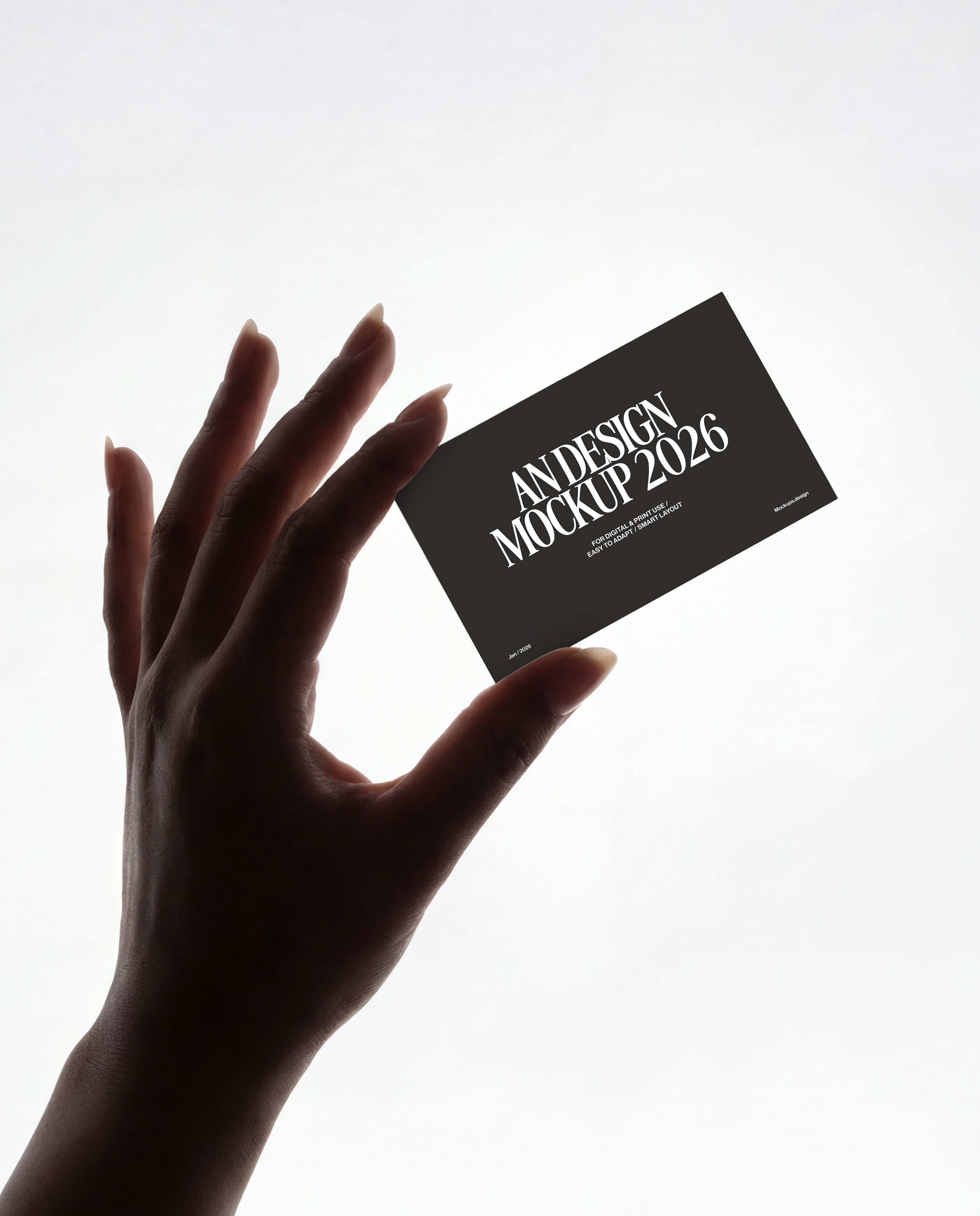 Business card mockup on minimal clean background, realistic flat lay