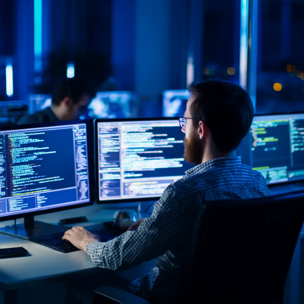 it worker sitting at desk with monitors bradenton