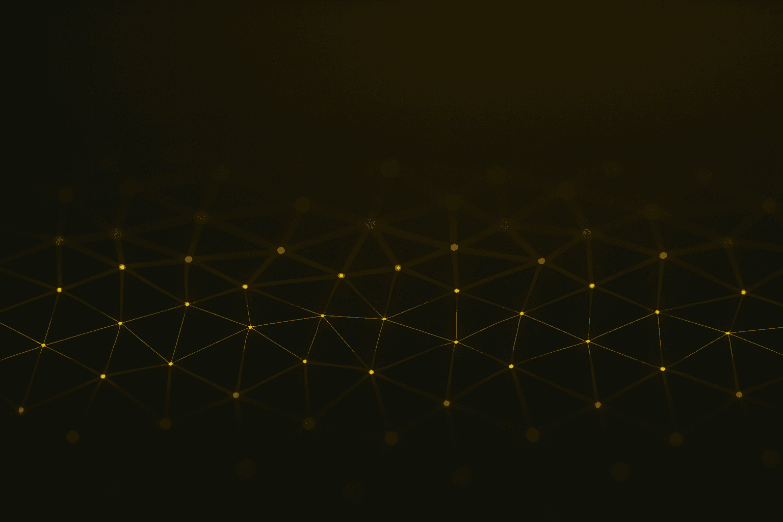 Abstrakte Netzstruktur aus leuchtenden, verbundenen Punkten auf dunklem Hintergrund.