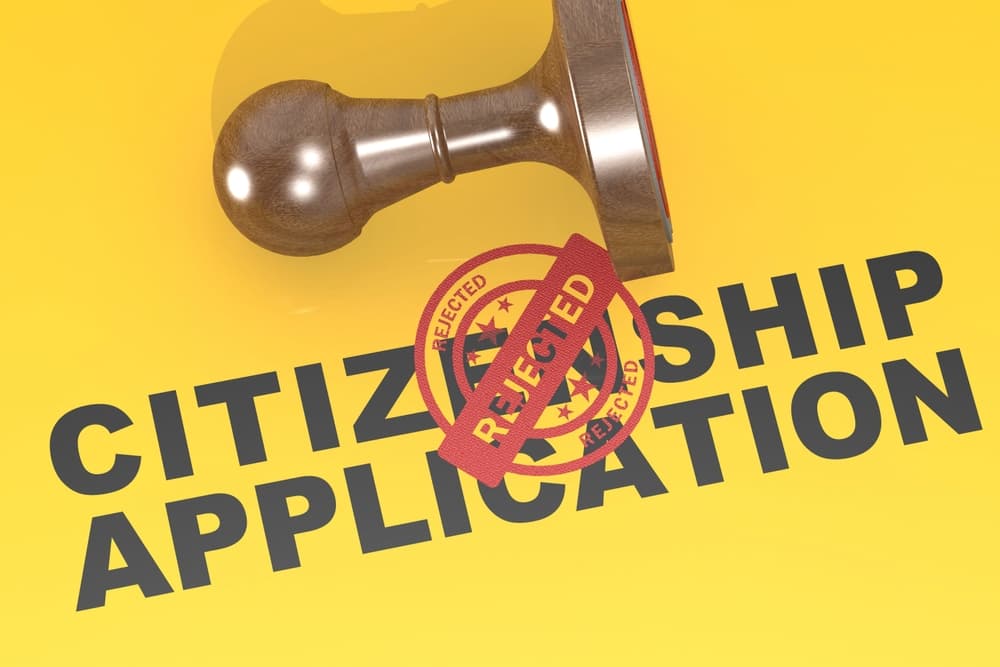 citizenship application rejected with red stamp