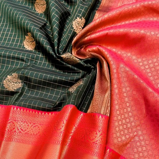 Dark Green Semi Kanchivaram Art Silk Saree