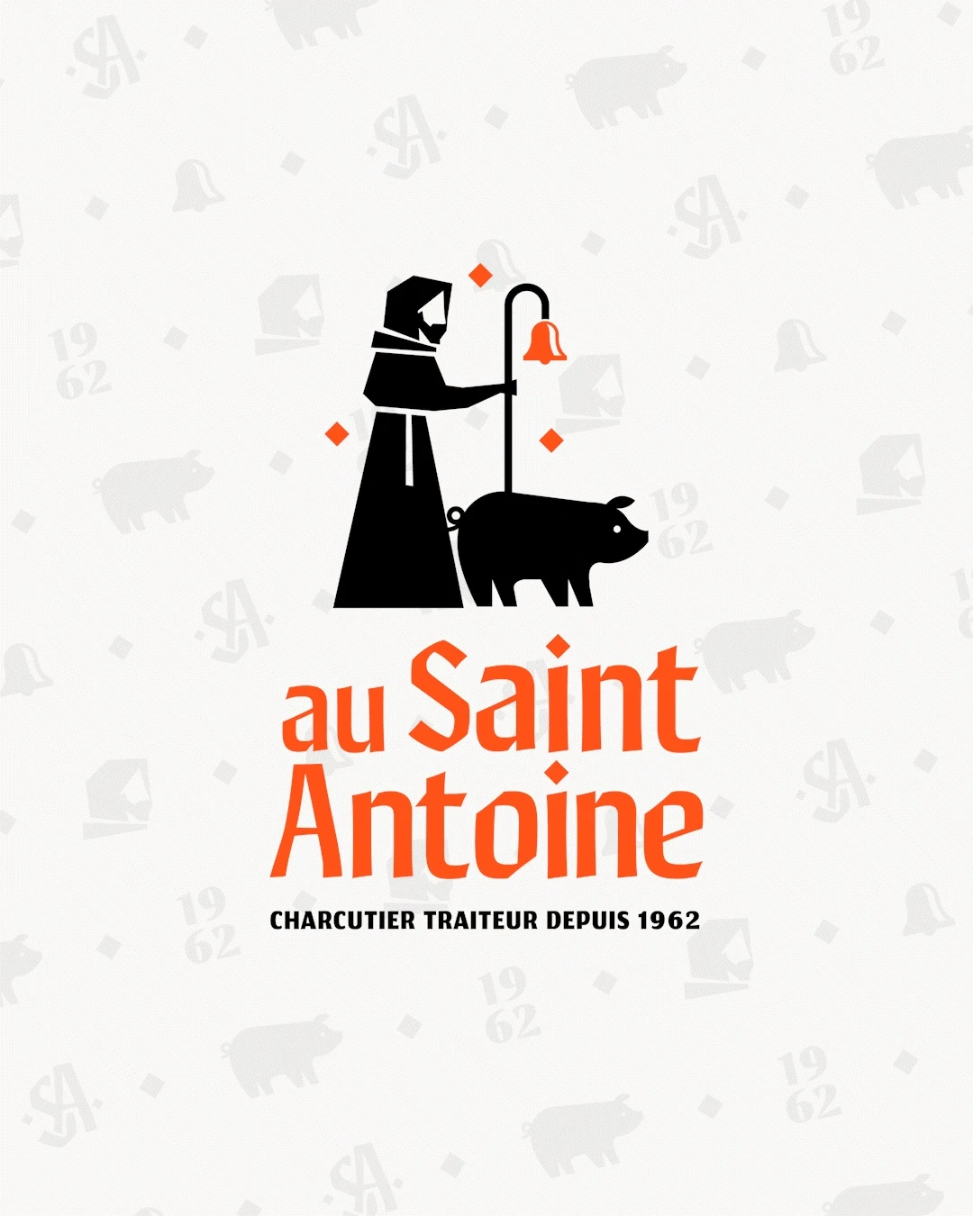 Identité visuelle créée pour la charcuterie-traiteur Au Saint Antoine