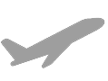 Gray airplane icon representing flight or aviation services