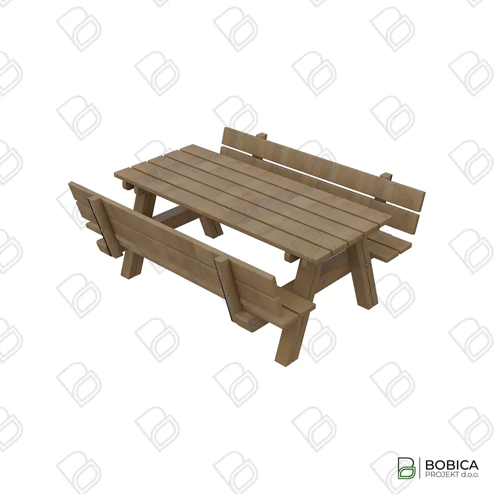 Drvena piknik klupa sa stolom i naslonima - "Picnic Timber Set"