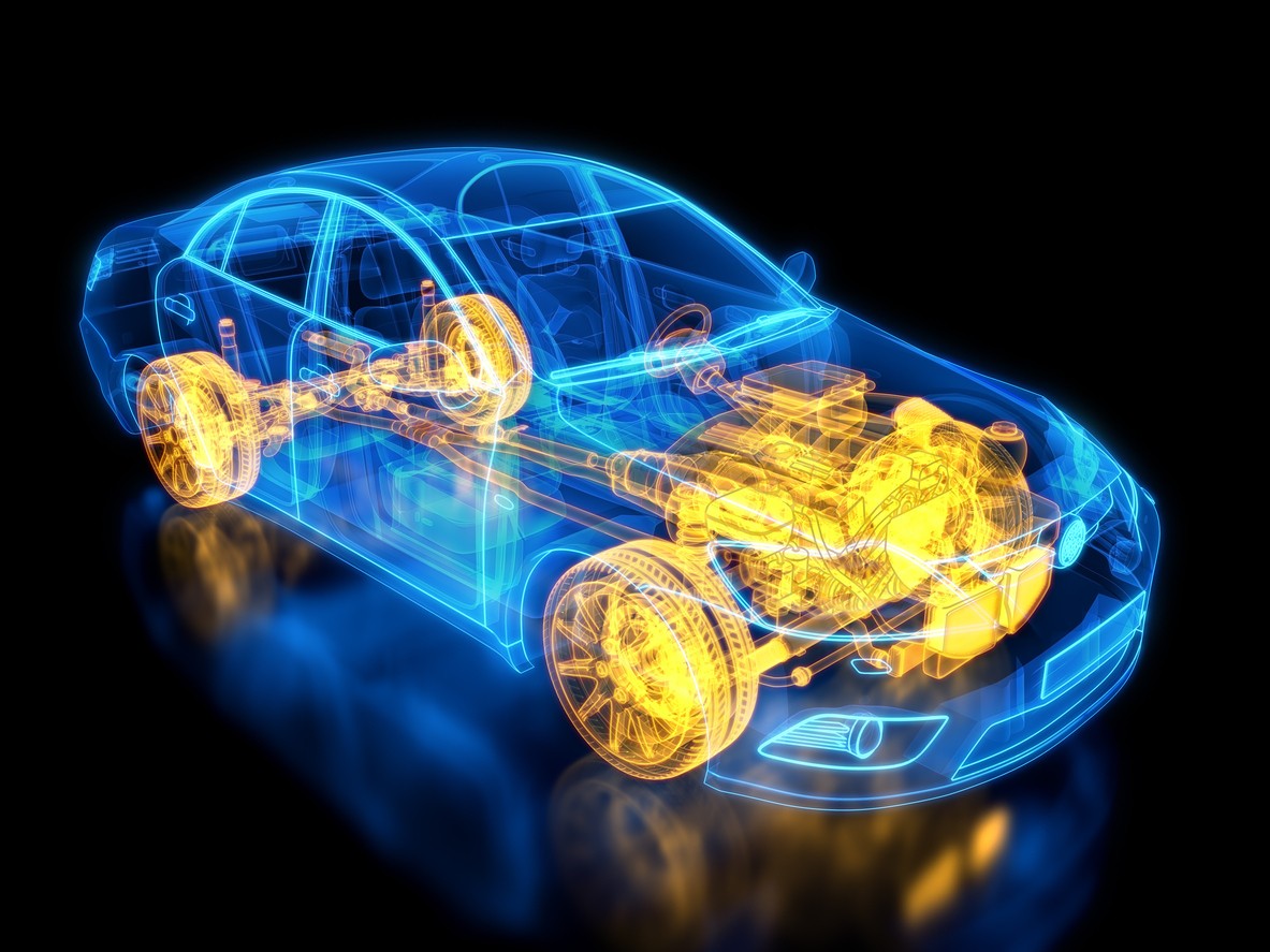 Graphic of a roadcar with the main design components outlined