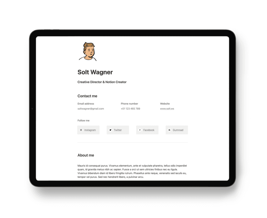 Notion Resume Template for Free