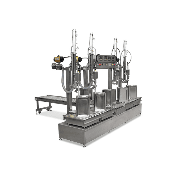 A side view of the semi-auto tin weight filling machine, designed for a Malaysian factory.