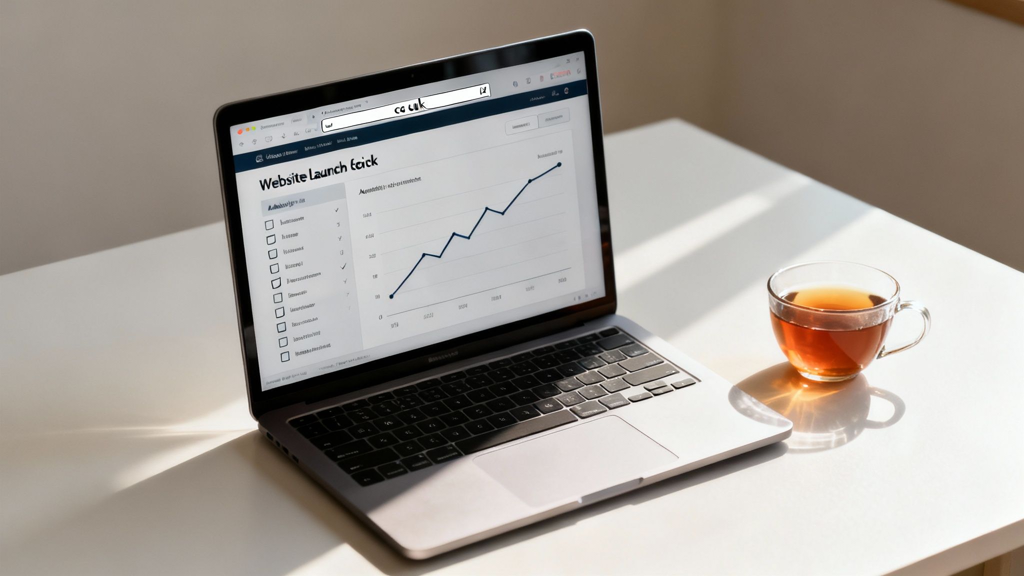 A magnifying glass hovering over a computer screen, symbolizing the process of getting found on Google.