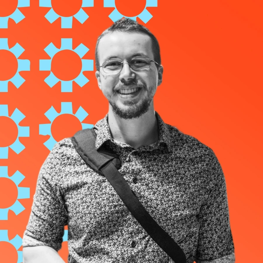 Portrait  of a young 3D character with glasses